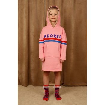 Mini Rodini rochie din bumbac pentru copii culoarea roz, mini, drept