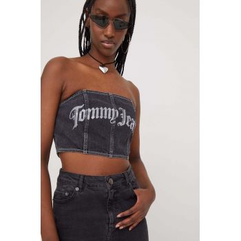 Tommy Jeans top femei, culoarea negru