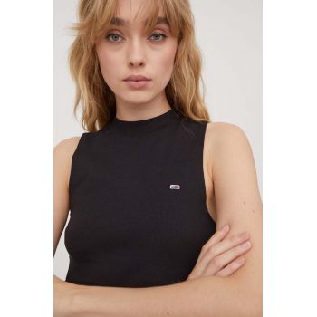 Tommy Jeans top femei, culoarea negru