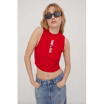 Tommy Jeans top femei, culoarea roșu DW0DW17530 de firma original