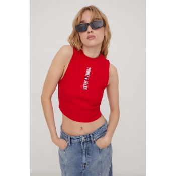 Tommy Jeans top femei, culoarea rosu