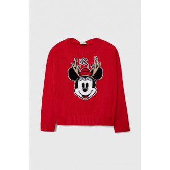 United Colors of Benetton pulover copii x Disney culoarea rosu, light ieftin