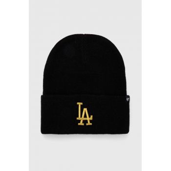 47brand caciula MLB Los Angeles Dodgers culoarea negru, din tricot gros