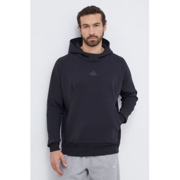 adidas bluză Z.N.E bărbați, culoarea negru, cu glugă, uni IN5115