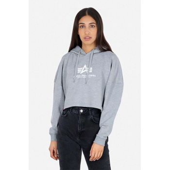 Alpha Industries bluză Sweats & Hoodys femei, culoarea gri, cu glugă, cu imprimeu 116057.230-grey