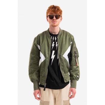 Alpha Industries geacă bomber cu două fețe x Neil Barrett MA-1 bărbați, culoarea verde, de tranziție 106120.01-green