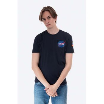 Alpha Industries tricou din bumbac Space Shuttle T culoarea bleumarin, cu imprimeu 176507.07-navy ieftin