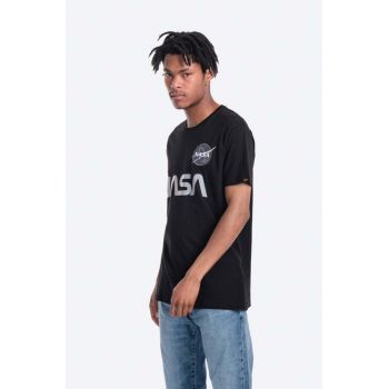 Alpha Industries tricou din bumbac x NASA culoarea negru, cu imprimeu 178501.03-black