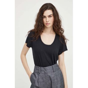 American Vintage tricou femei, culoarea negru