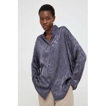 Answear Lab camasa femei, culoarea gri, cu guler clasic, relaxed ieftina