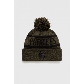 New Era caciula din amestec de lana culoarea verde, din tricot gros, NEW YORK YANKEES