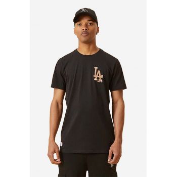 New Era tricou din bumbac Dodgers Metallic Print culoarea negru, cu imprimeu 12893116-black