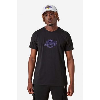 New Era tricou din bumbac NBA Chain Stitch Lakers culoarea negru, cu imprimeu 13083914-black