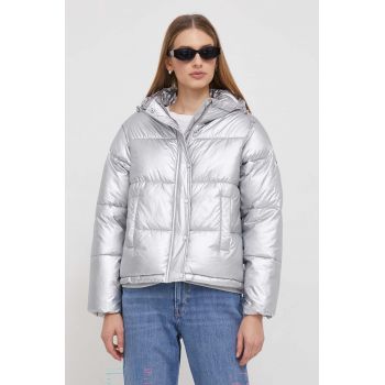 Pepe Jeans geaca MORGAN SILVER femei, culoarea argintiu, de iarna