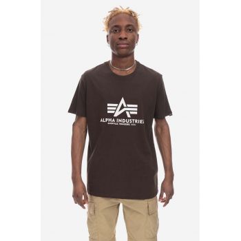 Alpha Industries tricou din bumbac Basic culoarea maro, cu imprimeu 100501.413-brown de firma original