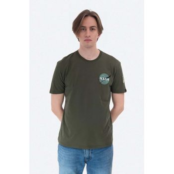 Alpha Industries tricou din bumbac culoarea verde, uni 176507.257-green