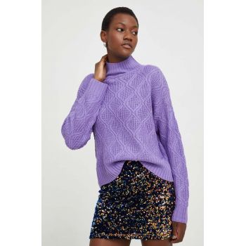 Answear Lab pulover femei, culoarea violet, cu turtleneck ieftin