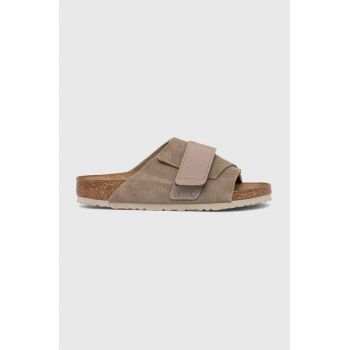 Birkenstock papuci din piele bărbați, culoarea bej 1015572