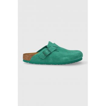 Birkenstock papuci din piele femei, culoarea verde 1026165