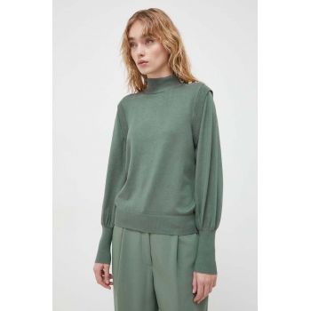 Bruuns Bazaar pulover femei, culoarea verde, light, cu turtleneck de firma original