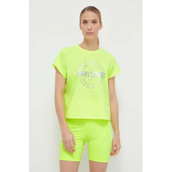 Dkny tricou din bumbac femei, culoarea galben