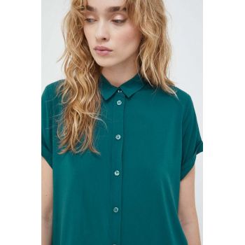 Samsoe Samsoe cămașă femei, culoarea verde, cu guler clasic, regular la reducere