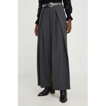 Answear Lab pantaloni femei, culoarea gri, lat, high waist