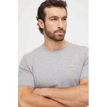 BOSS Orange tricou din bumbac barbati, culoarea gri, neted, 50508584