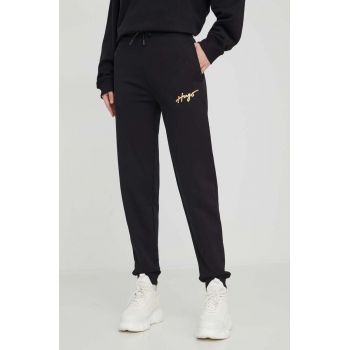 HUGO pantaloni de trening culoarea negru, neted