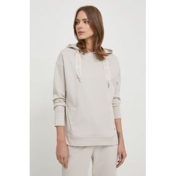 Joop! bluza femei, culoarea bej, cu glugă, neted