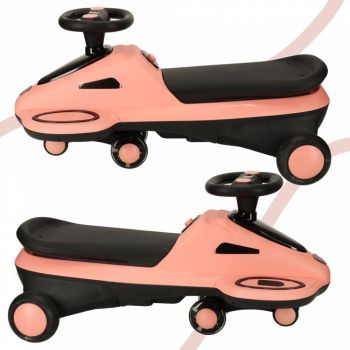 PlasmaCar fara pedale Pink cu efecte sonore si luminoase LED 74 cm, sarcina maxima admisa 100 kg, pentru copii intre 3-6 ani