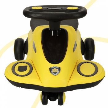 PlasmaCar fara pedale Yellow cu efecte sonore si luminoase LED 74 cm, sarcina maxima admisa 100 kg, pentru copii intre 3-6 ani