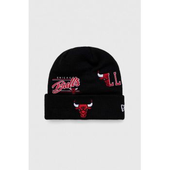 New Era caciula culoarea negru, din tricot gros, CHICAGO BULLS de firma originala