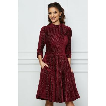 Rochie MBG bordo din catifea cu lurex