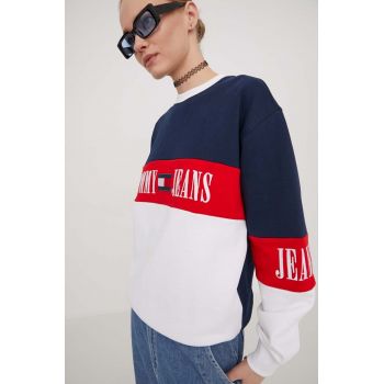 Tommy Jeans bluza femei, culoarea albastru marin, modelator