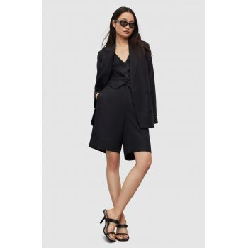 AllSaints pantaloni scurți din amestec de in Petra culoarea negru, neted, high waist