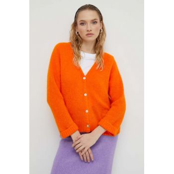 American Vintage cardigan din amestec de lana femei, culoarea portocaliu de firma original