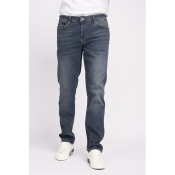 Blugi slim fit cu model uni