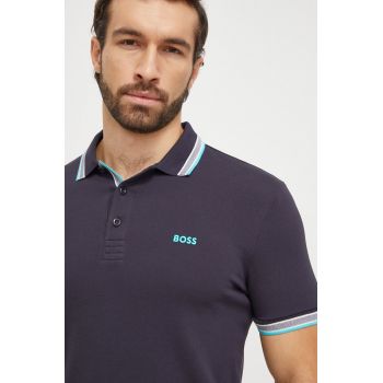 BOSS Green polo de bumbac culoarea bleumarin, uni 50469055