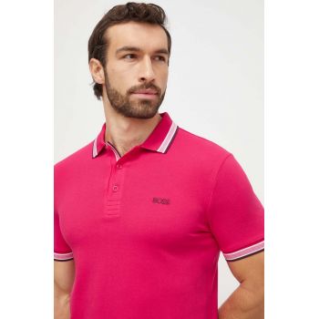 BOSS Green polo de bumbac culoarea roz, uni 50469055 de firma original