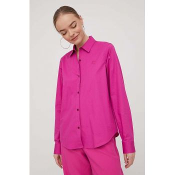 HUGO camasa femei, culoarea roz, cu guler clasic, regular de firma originala