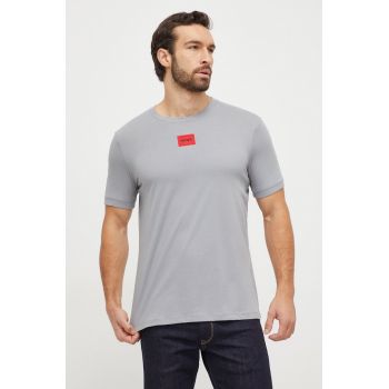 HUGO tricou din bumbac culoarea gri, cu imprimeu