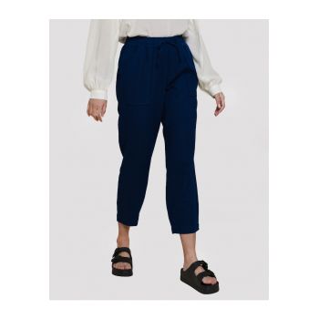 Pantaloni crop din amestec de in Rosewood 7445