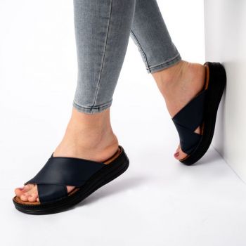 Papuci piele 955 blue
