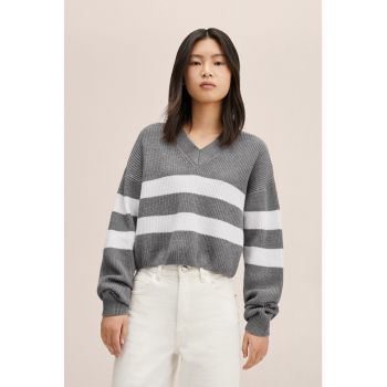 Pulover crop cu decolteu in V Tulipa