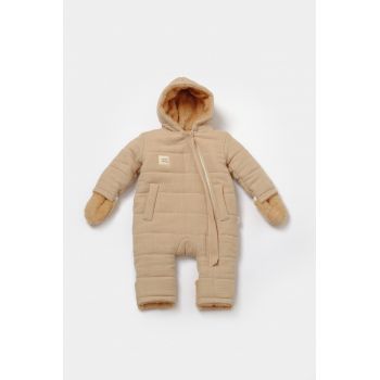 Salopeta de iarna pentru bebelusi, Winter muselin, 100% bumbac - Apricot, BabyCosy