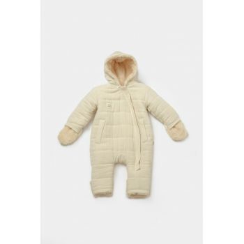 Salopeta de iarna pentru bebelusi, Winter muselin, 100% bumbac - Stone, BabyCosy