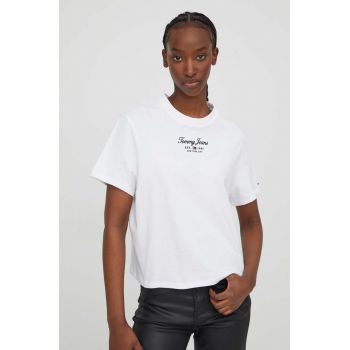 Tommy Jeans tricou din bumbac culoarea alb