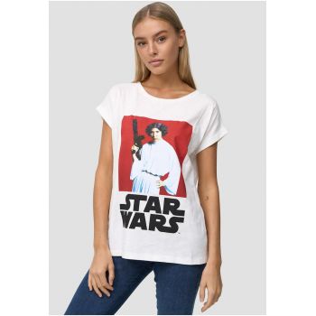 Tricou de bumbac cu decolteur rotund Star Wars Princess Leia 4031