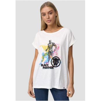 Tricou lejer cu imprimeu cu desene Devil Art Ecru 4003